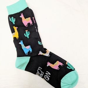 NEW Happypop Print Socks, animal llama cactus crew No Prob Llama